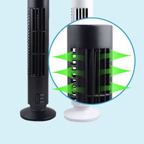 

electric fans creative mini usb vertical bladeless air conditioner handheld portable cooler desksilent cooling tower fan home office h05