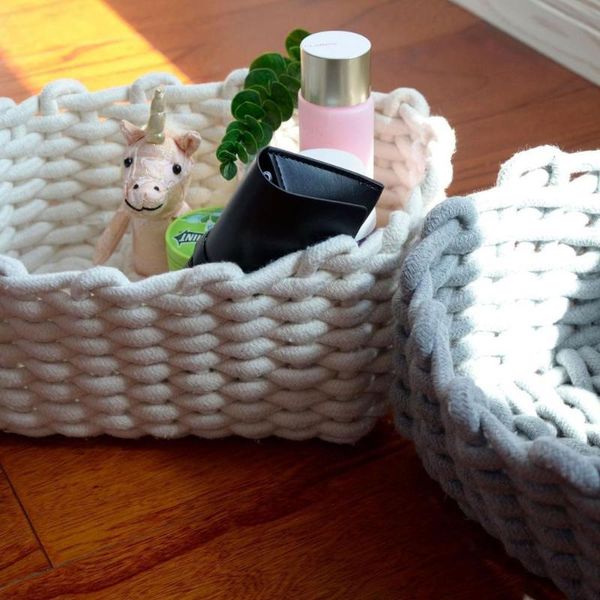 

storage baskets 60% s nordic hand-woven thick cotton rope basket keys deskorganizer