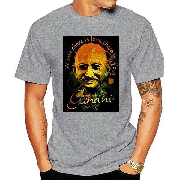 

men's t-shirts the fine arts mahatma gandhi t-shirt cotton wholesale o neck tee shirt men/women, White;black