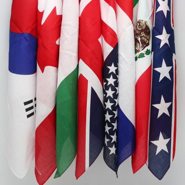

scarves cotton canada italy france british mexico american flag printed bandna square scarf for party sport headband, Blue;gray
