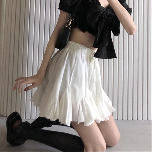 

white thin poncho a word women skirts wear reducing summer korean version of hundred high waisted student, Black