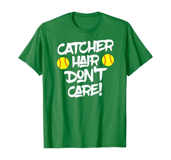 

Catcher Hair Don't Care Funny Softball Gift T Shirt, Mainly pictures