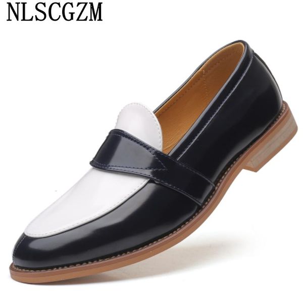 

dress shoes loafers mens wedding office 2021 patent leather oxford slip on for men formal zapatos hombre, Black
