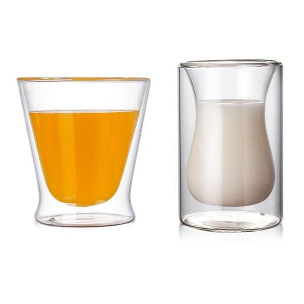 

wine glasses 120ml/300ml double wall glass cup heat resistant transparent water beer espresso coffee milk mug tea whiskey drinkware