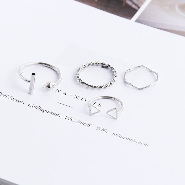 

personality with a variety of rings 4 sets female japanese and korean chaozhou joint jewelry ring, Black