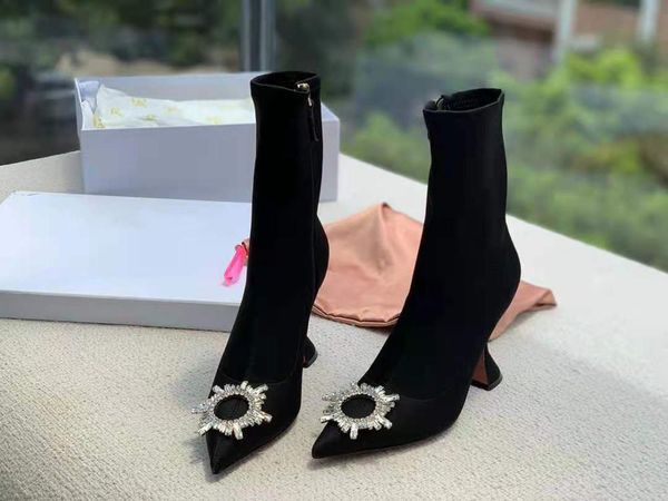 

boots women shoes begum crystal-embellished stretch-satin sock, Black