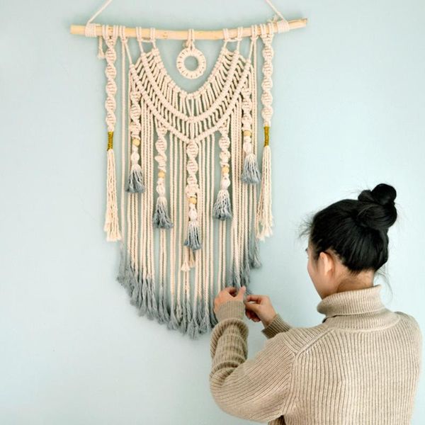 

tapestries woven wall hanging macrame dream catcher large above bed decor neutral boho home decortapestry