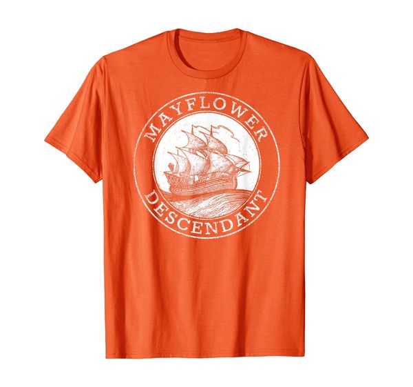 

mayflower descendant 1620 vintage illustration t-shirt, White;black
