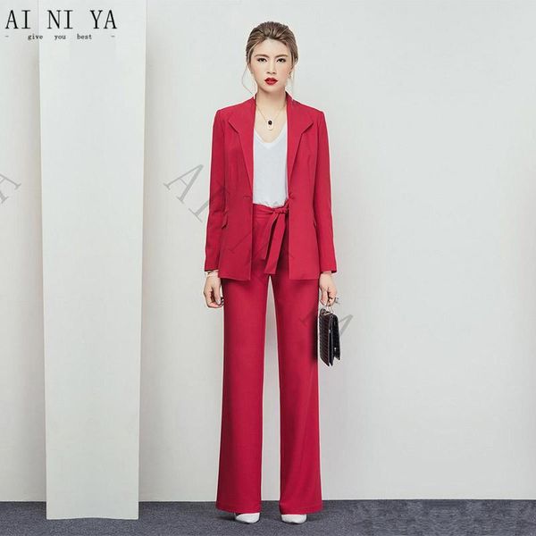 

light red women casual business suits formal work wear 2 piece office uniform styles elegant female trouser suit custom made women's tw, White