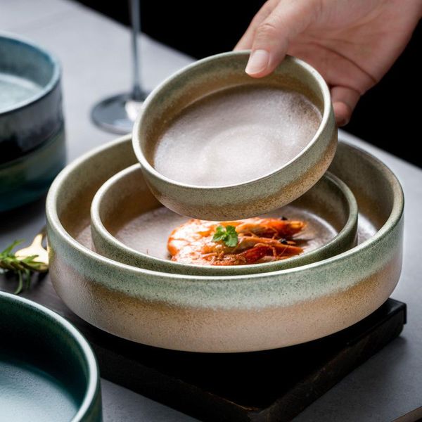 

soup bowl creative household kiln glazed rice dish large plate chinese ceramic tableware bowls