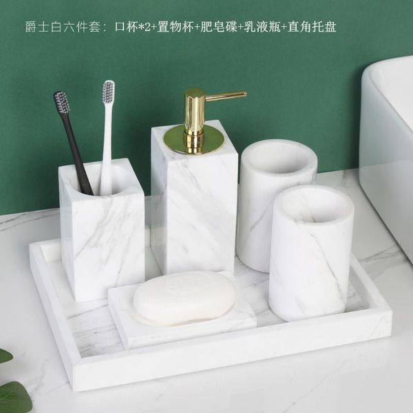 

bath accessory set marble bathroom white organizer kit tumbler toothbrush holder lotion bottle soap dispenser accessori es