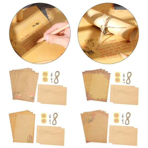 

greeting cards retro kraft envelope letter invitation writing paper pad set handwritten love confession valentine's day