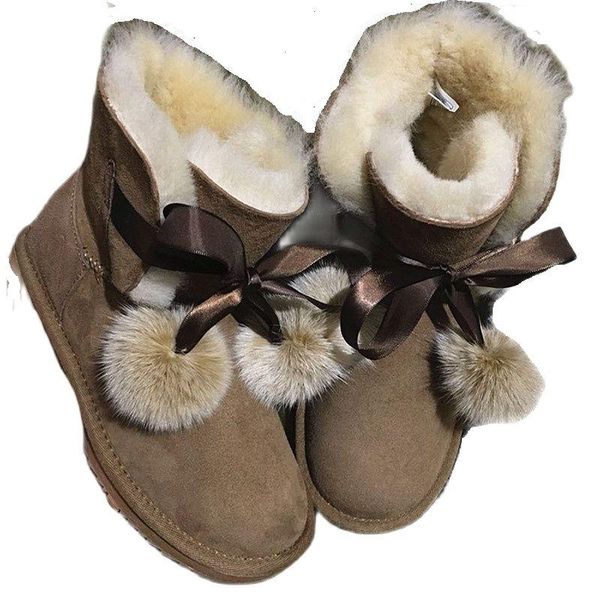 

boots fashion winter accessories sheepskin wool one ball snow women's versatile short cotton shoes, Black