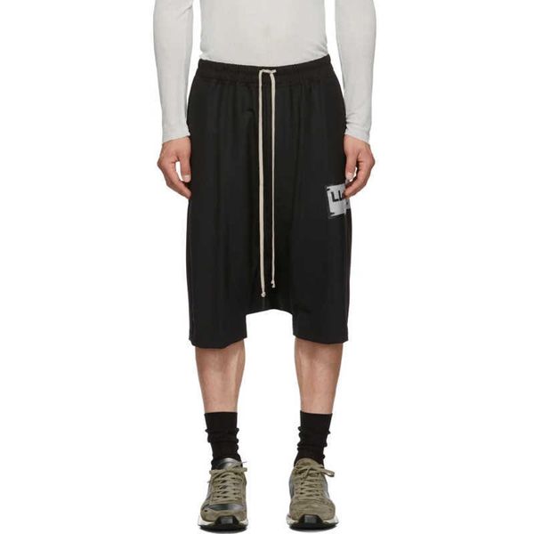 

oneofyou black letter label shorts men ro new low crotch harem pants summer thin loose capris fxcv, White;black