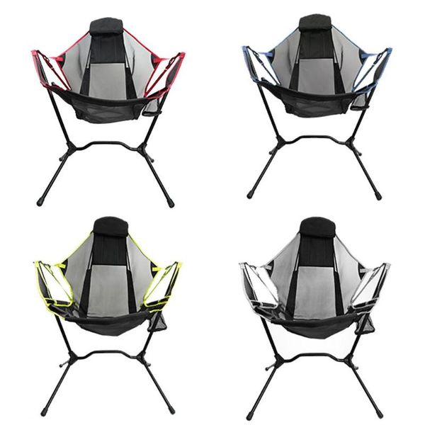 

camping chair durable portable foldable breathable comfortable rocking with pillow for outdoors fishing accessories
