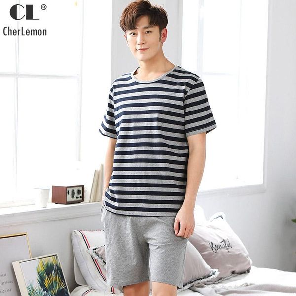 

men's sleepwear cherlemon mens summer short cotton pajama set, Black;brown