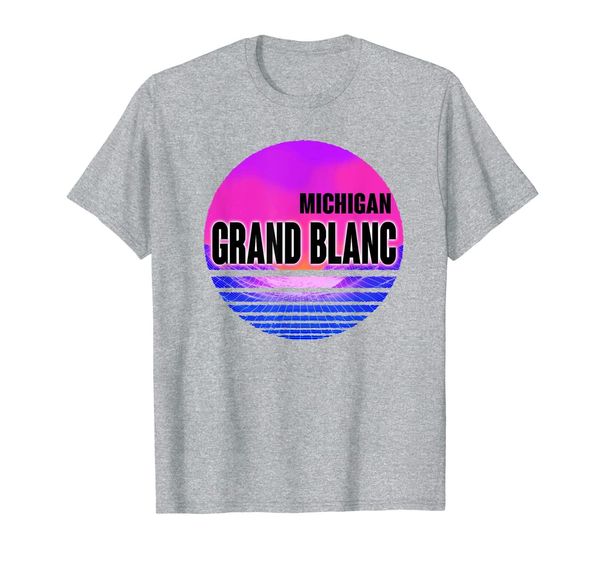 

vintage grand blanc vaporwave michigan t-shirt, White;black