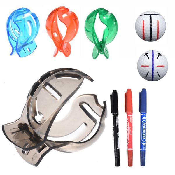 

golf training aids 4pcs 2021 ball line clip marker tool with 3 pens triple template alignment marks putting positioning