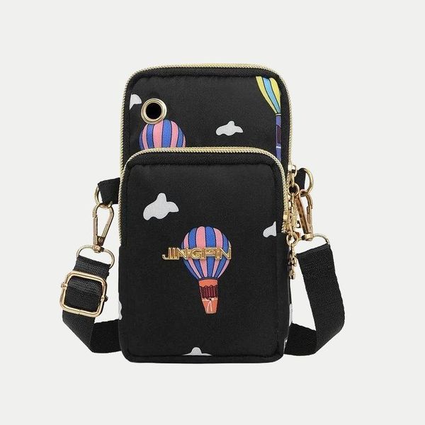 

evening bags arrival crossbody phone purse for women solid color waterproof nylon small shoulder bag multi-zipper handbag clutch