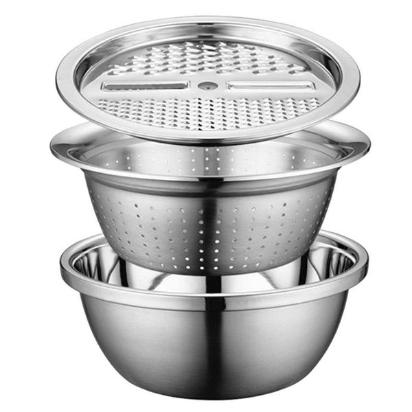 

storage baskets 3 in 1 vegetable slicer cutter drain basket stainless steel julienne grater salad maker bowl