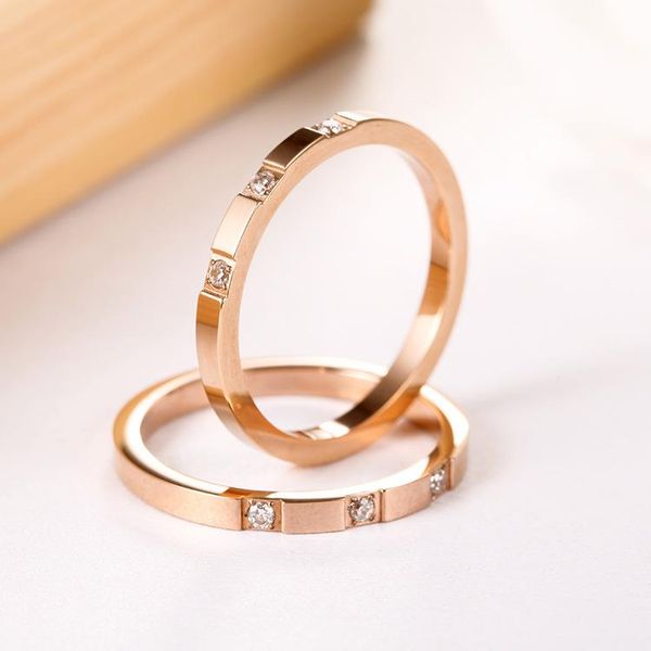 

wedding rings stainless steel three cz zircon ring rose gold couple, Slivery;golden