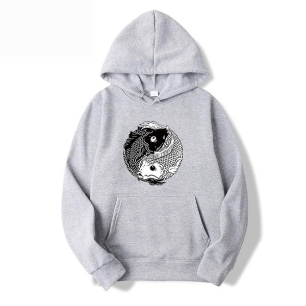 

men's hoodies & sweatshirts harajuku tai fish printing pullover man fashion autumn hip hop casual sweatshirt fleece anime streetwear, Black