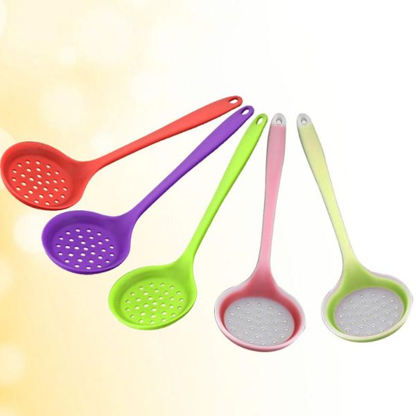 

spoons silicone slotted skimmer spatula non-stick cooking spoon ladle professional colander strainer filter with long handle kitchen to