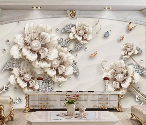 

wallpapers papel de parede 3d custom jewel flowers po wallpaper living room tv sofa large mural wall paper