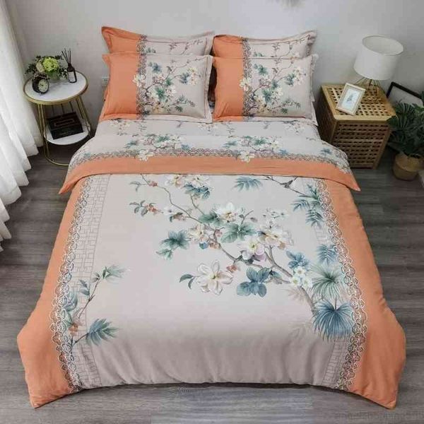 

blossom flowers duvet 100% cotton luxury soft bedding set  king size comforter cover flat bed sheet pillowcase