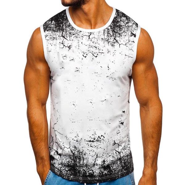 

men's t-shirts sport printed vest 2021 loose short sleeve sports mens t-shirt big round neck 3d printing leisure and breathable, White;black
