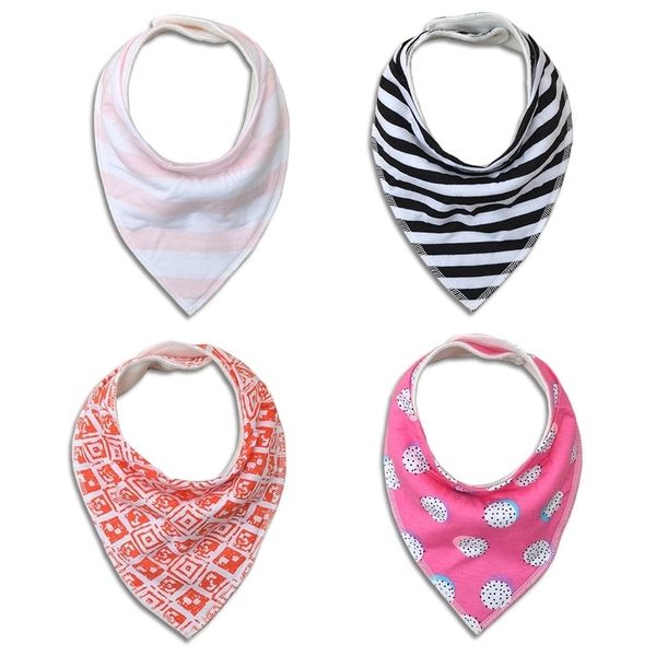 

baby saliva cotton baby bib double triangle towel 4pcs