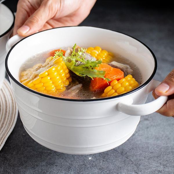 

binaural ceramic bowl household tableware soup salad dessert home decoration instant noodle restaurant ornaments bowls