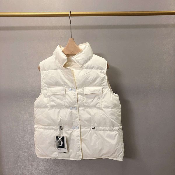 

short white duck down jacket simple drawstring vest female, Black