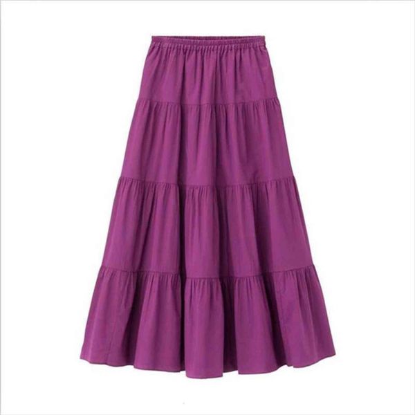 

fashion long solid ruffles casual womens skirts loose a linen vintage beach holiday plus size bottoms l 7xl, Black