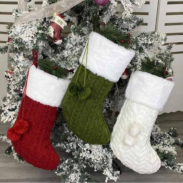 

christmas decorations hanging sock year gifts candy storage bag knitted home navidad socks xmas tree fireplace ornament