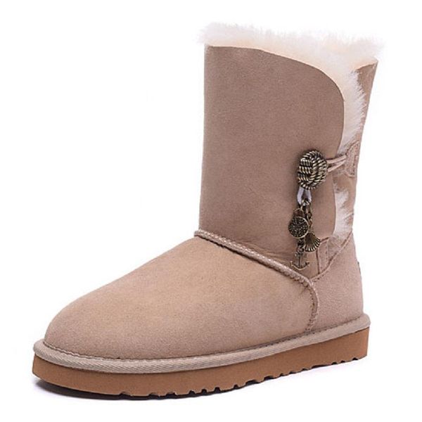 

boots 5803 factory direct sales the tube sheep fur integrated warm shell pendant cotton snow women winter shoes, Black