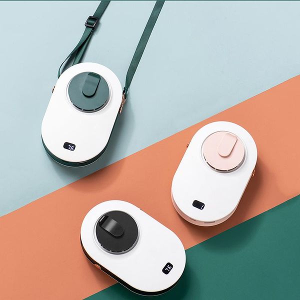 

electric fans hanging neck mini fan with stand mobile power bank deskportable digital display usb rechargeable cooling