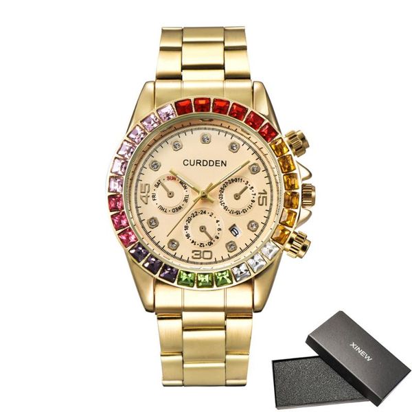 

wristwatches latest big brand watches mens stainless steel band waterproof calendar quartz designer wristwatch reloj hombre acero inoxidable, Slivery;brown