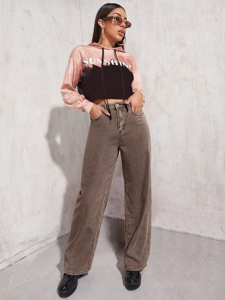 

high waist wide leg jeans 16jg#, Blue
