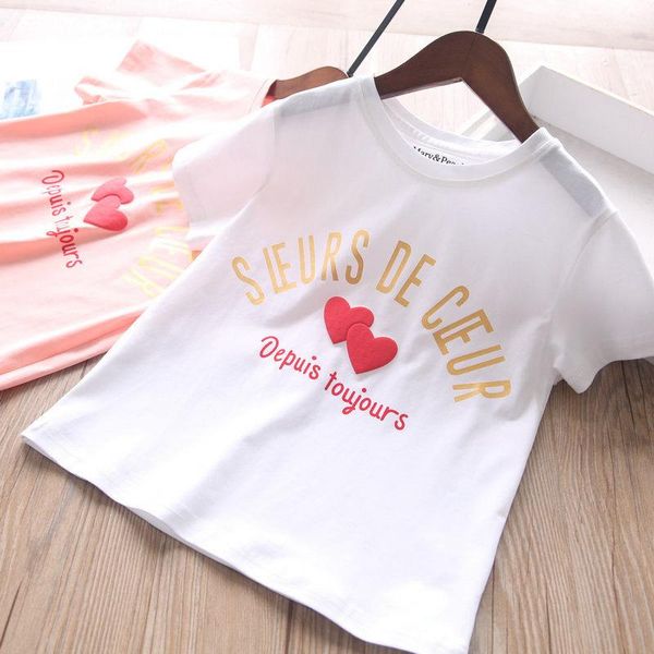 

summer girls short-sleeved t-shirt children's wear wholesale t-shirts, Blue