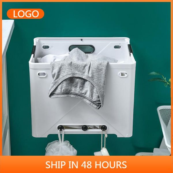 

modern simple wall-mounted dirty clothes storage basket foldable bathroom baskets