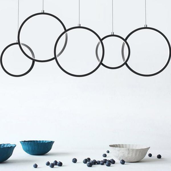 

chandeliers home nordic round circle led dimmable chandelier for dining room shop restaurant bar hunging light fixtures 110v 220v