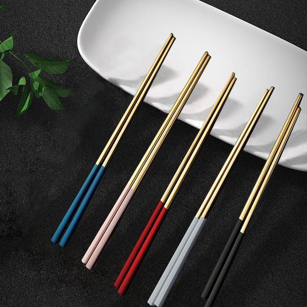 

chopsticks 1 pairs 304 stainless steel portuguese style non-slip reusable for sushi sticks kitchen