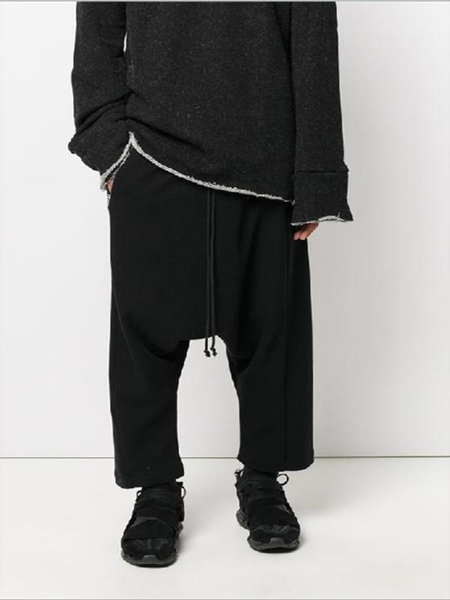 

men's pants autumn winter fashion individual character leisure halun pure color fastens low grade, Black