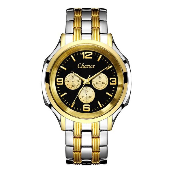 

wristwatches luxury men 3-eye full stainless steel quartz watch 2021 male fashion casual business wristwatch relogio masculino, Slivery;brown