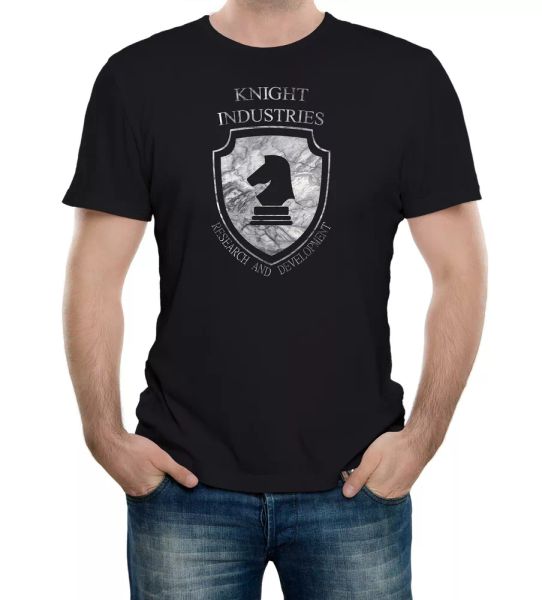 

knight industries mens t-shirt inspired kit hasselhoff retro, White;black