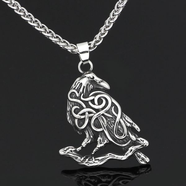 

new nordic myth odin riding crow eagle titanium steel pendant necklace, Silver