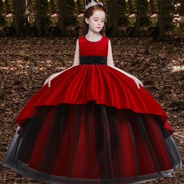 

red bridesmaid kids clothes girl dresses girls for children long princess party wedding 14 10 12 years vestidos, Red;yellow