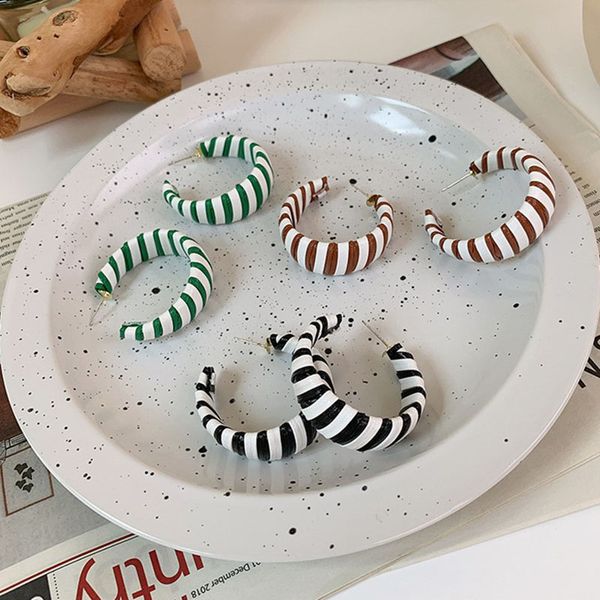 

vintage colorful stripe zebra pattern geometric exaggerate hoop earrings for women girls party ear jewelry gifts, Golden;silver