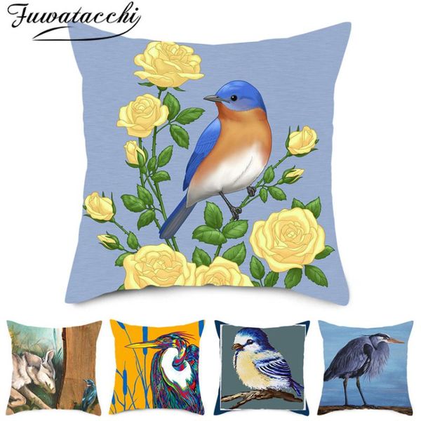 

cushion/decorative pillow fuwatacchi blue bird animal cushion cover abstraction birds case for sofa bed pillows home decoration accessories